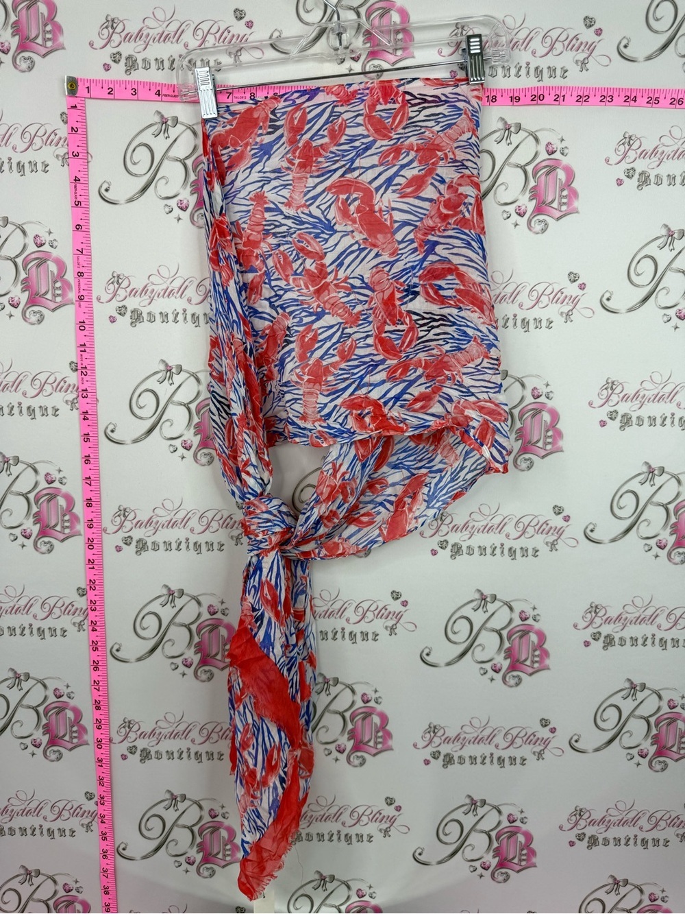 Talbots Red, Blue & White Lobster Print Scarf or wrap skirt